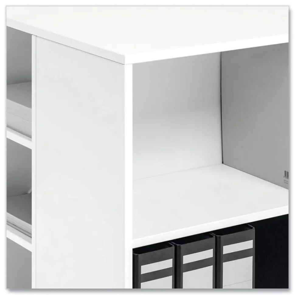 Durable 20.79 in. x 23.31 in. x 29.45 in. 6 Shelves Wood Flexible Multi-Functional Cart for Office Storage - White