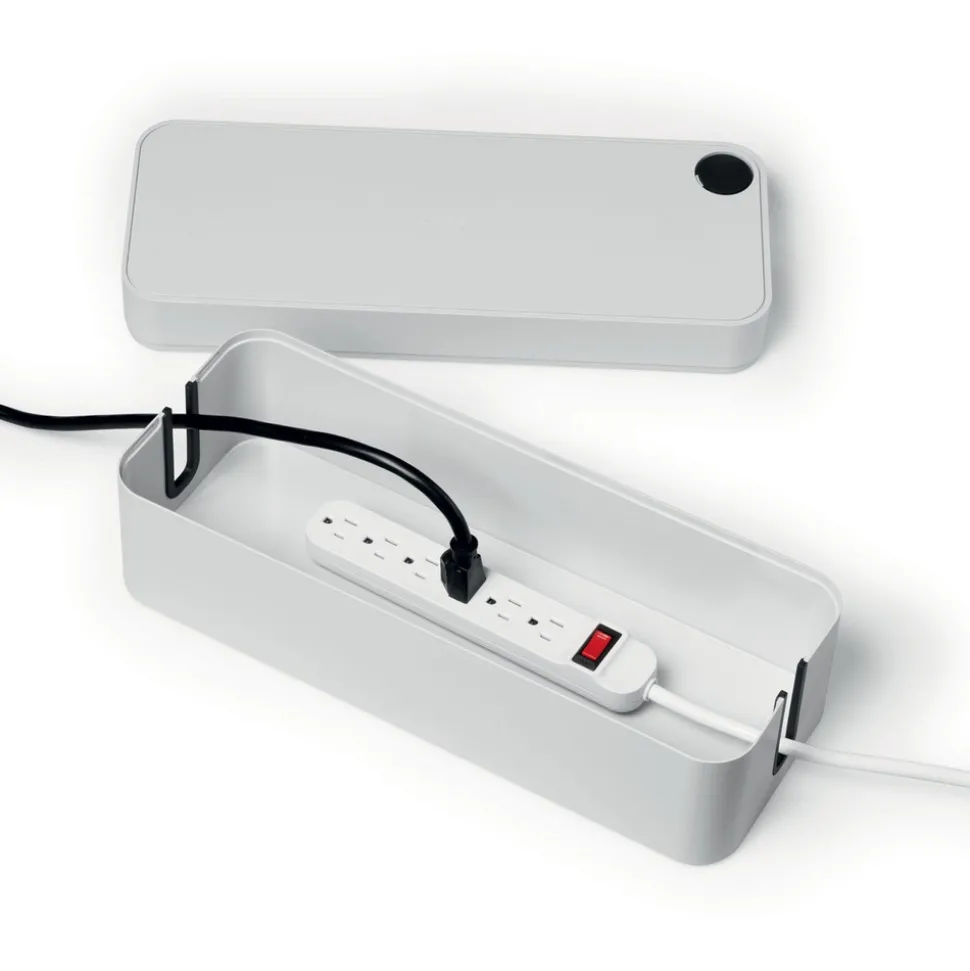 Durable CAVOLINE 16 in. x 6.1 in. x 5.5 in. Cable Management Box - Large, Charcoal