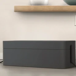 Durable CAVOLINE 16 in. x 6.1 in. x 5.5 in. Cable Management Box - Large, Charcoal