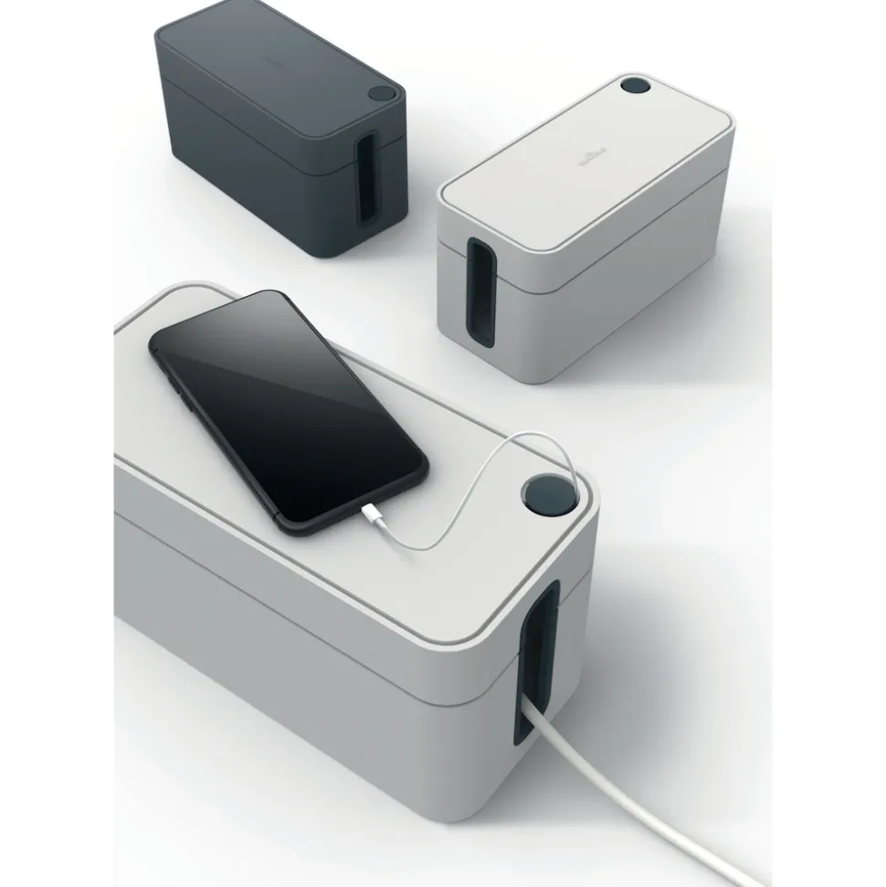 Durable CAVOLINE 9.6 in. x 4.96 in. x 4.56 in. Cable Management Box - Small, Charcoal