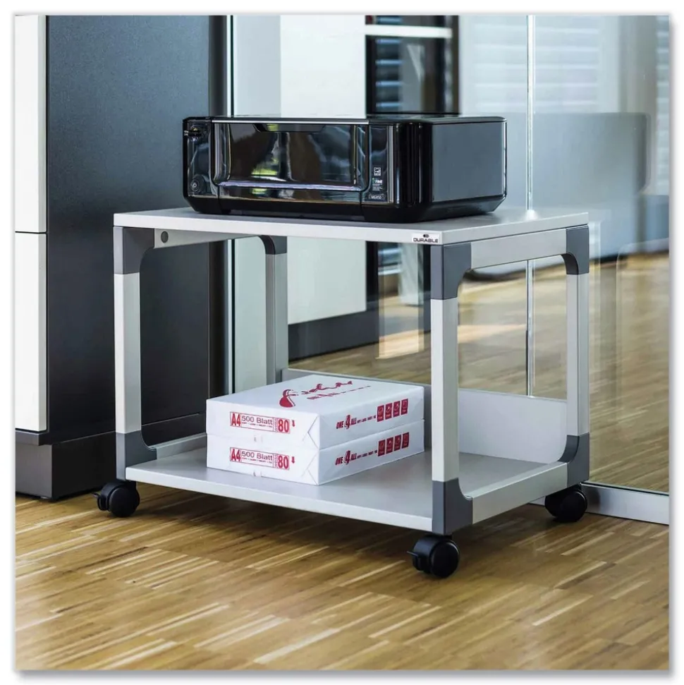 Durable System 48 23.6 in. x 18.7 in. x 17 in. 2 Shelves Metal Multi-Function Trolley - Gray