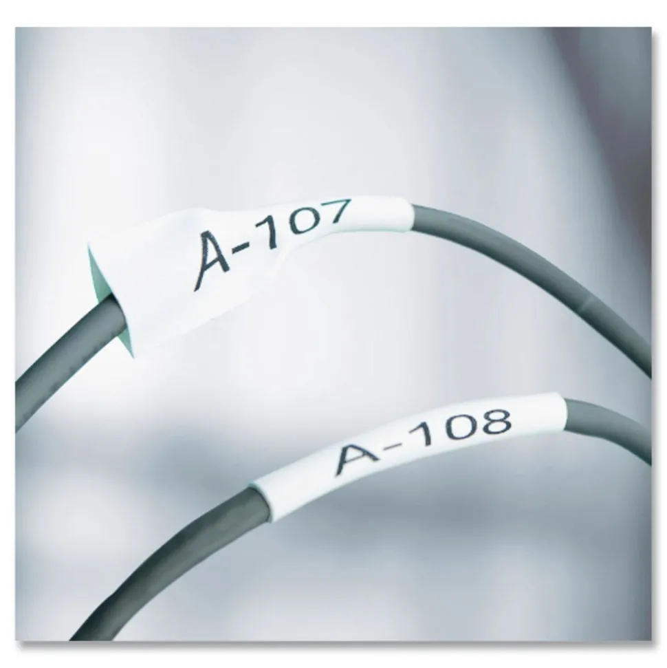 DYMO 0.5 in. x 5 ft. Rhino Heat Shrink Tubes Industrial Label Tape - White/Black Print (1-Roll)