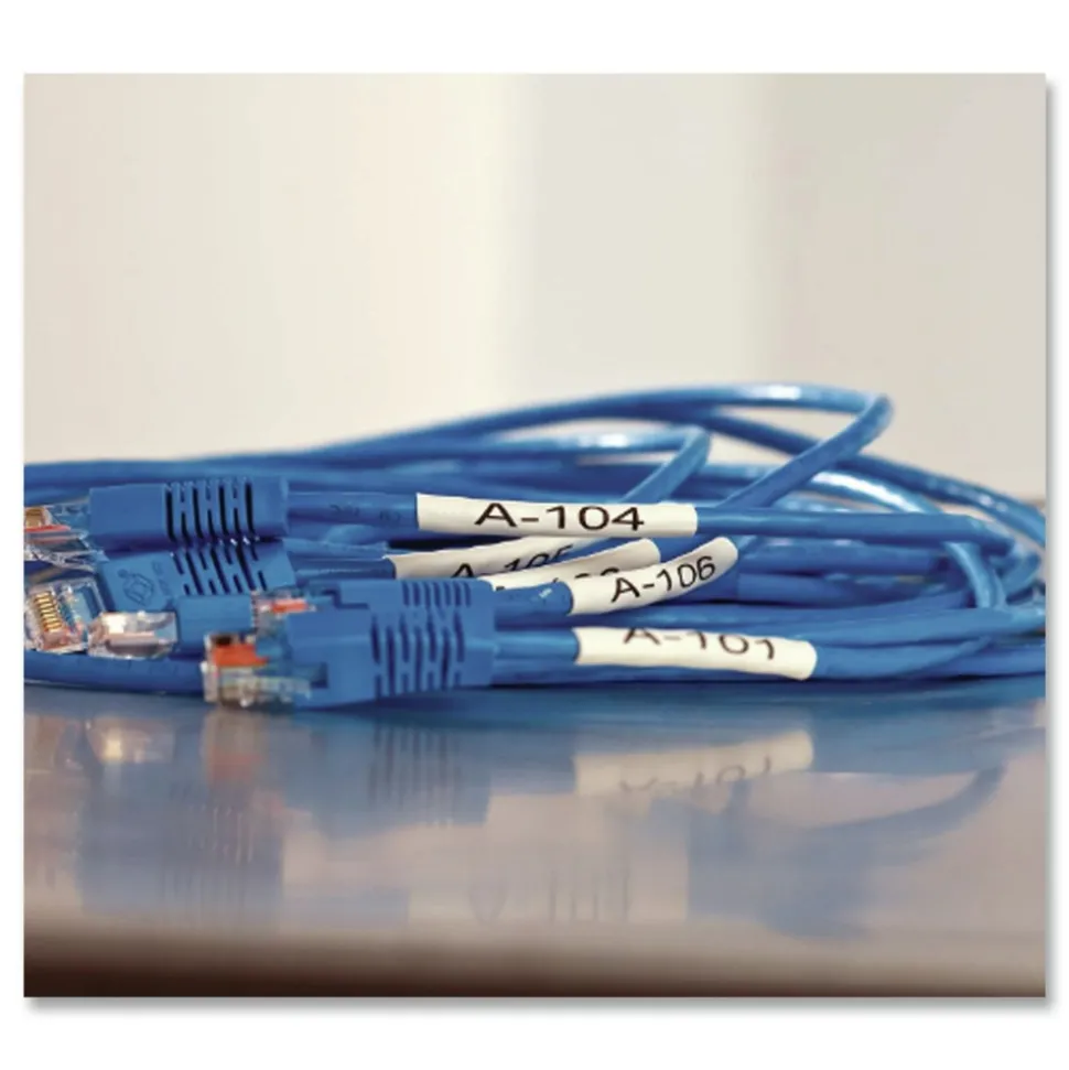 DYMO 0.5 in. x 5 ft. Rhino Heat Shrink Tubes Industrial Label Tape - White/Black Print (1-Roll)