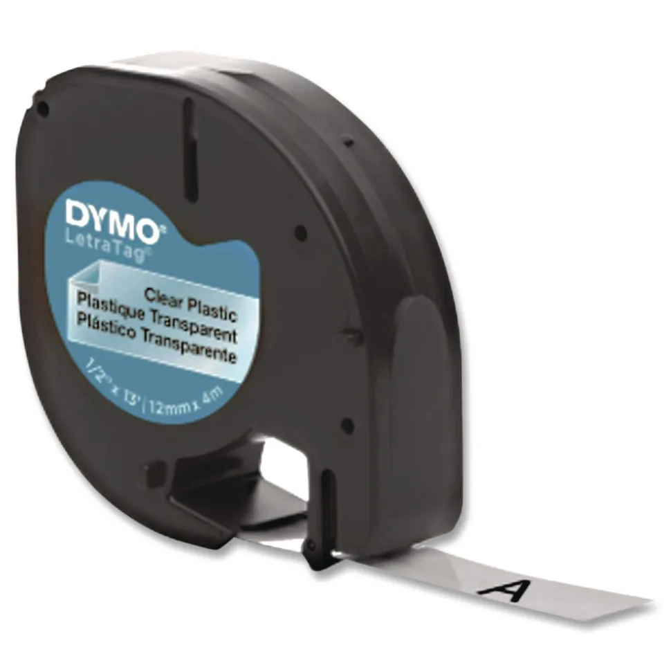 DYMO LetraTag 0.5 in. x 13 ft. Plastic Label Tape Cassette - Clear