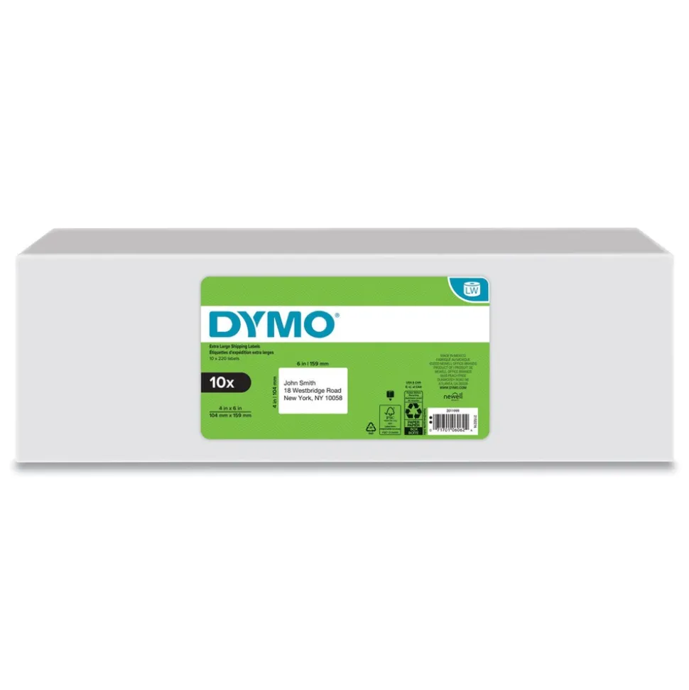 DYMO LW 4 in. x 6 in. Shipping Labels - White/Extra-Large (10/Pack)