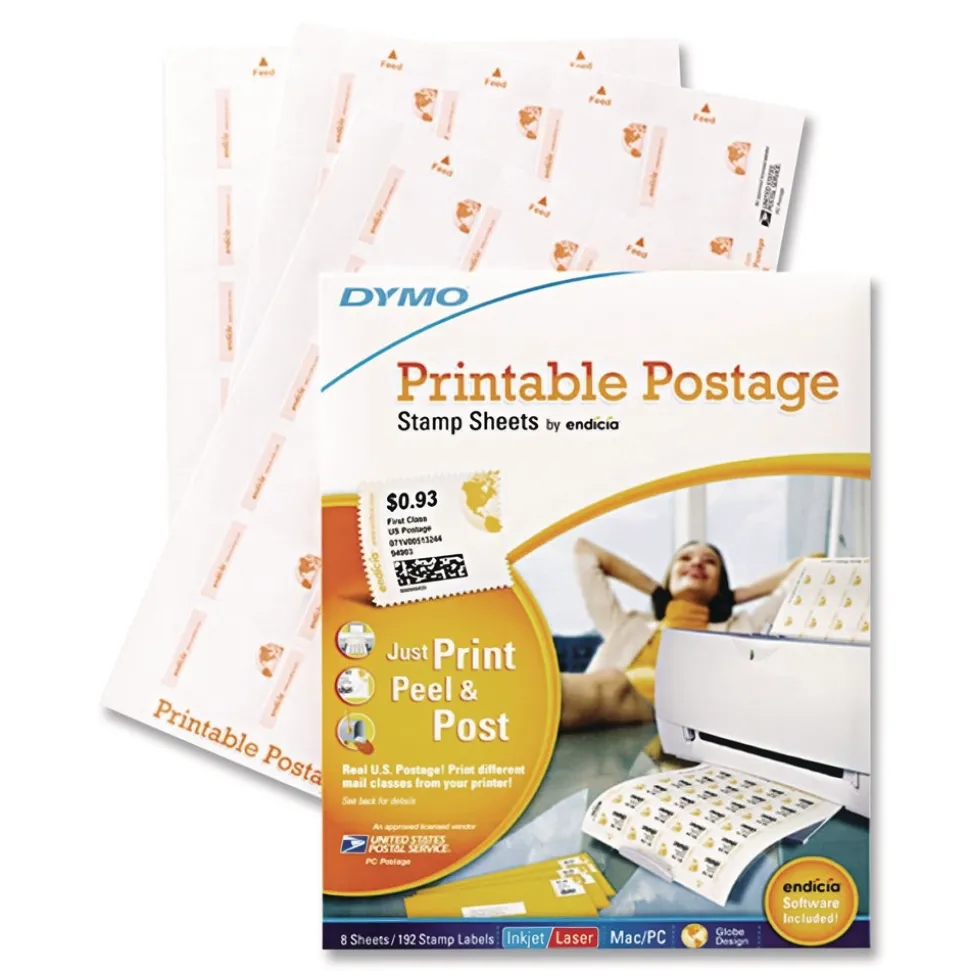 DYMO Printable Postage Stamp Sheets - White (192/Pack)