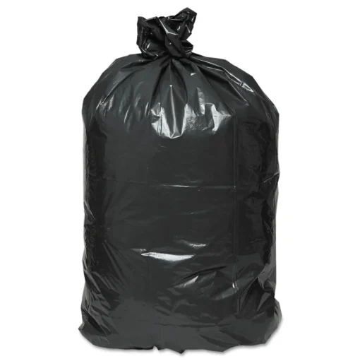 Earthsense Commercial 1507103 38 in. x 58 in. 2 mil 60 Gallon Linear Low Density Recycled Can Liners - Black (100/Carton)