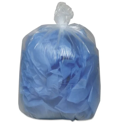 Earthsense Commercial 38 in. x 58 in. 1.5 mil 60 Gallon Linear Low Density Recycled Can Liners - Clear (100/Carton)