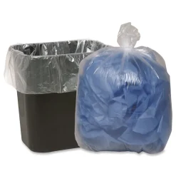 Earthsense Commercial 38 in. x 58 in. 1.5 mil 60 Gallon Linear Low Density Recycled Can Liners - Clear (100/Carton)