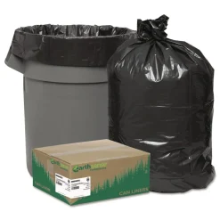 Earthsense Commercial 40 in. x 46 in. 1.25 mil 45 Gallon Linear Low Density Recycled Can Liners - Black (100/Carton)