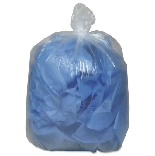 Earthsense Commercial 33 in. x 39 in. 33-Gallon 1.25 mil. Linear Low Density Clear Recycled Can Liners - Clear (100/Carton)