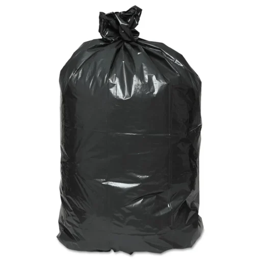 Earthsense Commercial 38 in. x 58 in. 1.25 mil 60 Gallon Linear Low Density Recycled Can Liners - Black (100/Carton)