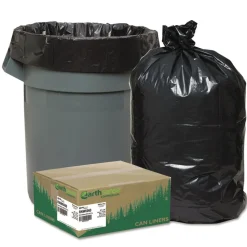Earthsense Commercial 38 in. x 58 in. 1.65 mil 60 Gallon Linear Low Density Recycled Can Liners - Black (100/Carton)