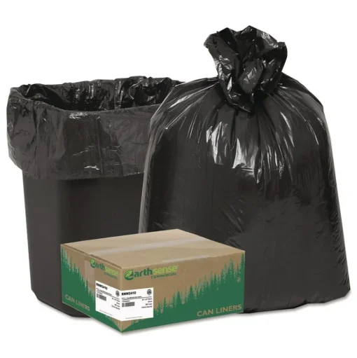 Earthsense Commercial 24 in. x 23 in. 10-Gallon 0.85 mil. Linear Low Density Recycled Can Liners - Black (500/Carton)