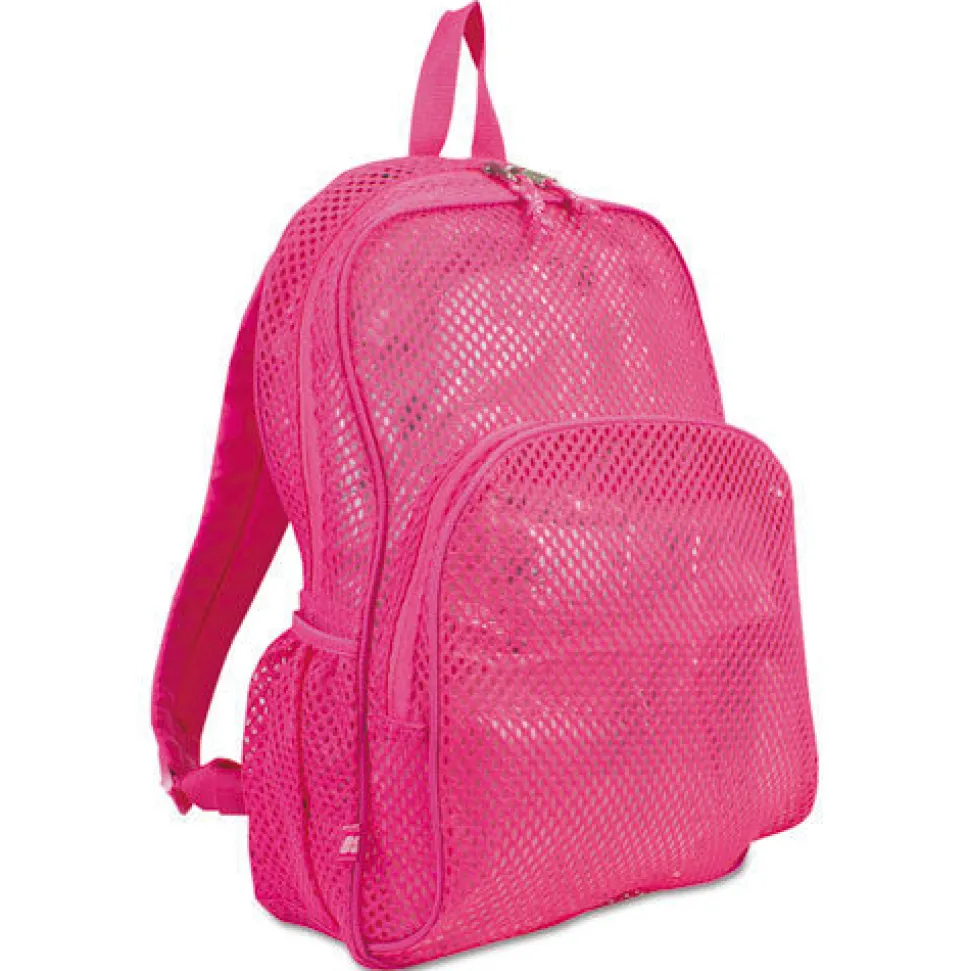 Eastsport 12 in. x 5 in. x 18 in. Polyester Mesh Backpack Fits Devices Up to 17 in. - Clear/English Rose