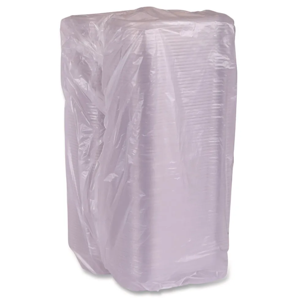 Eco-Products 9 in. x 6 in. x 3 in. Renewable and Compostable Plastic Clamshell Hinged Food Containers - Clear (240/Carton)