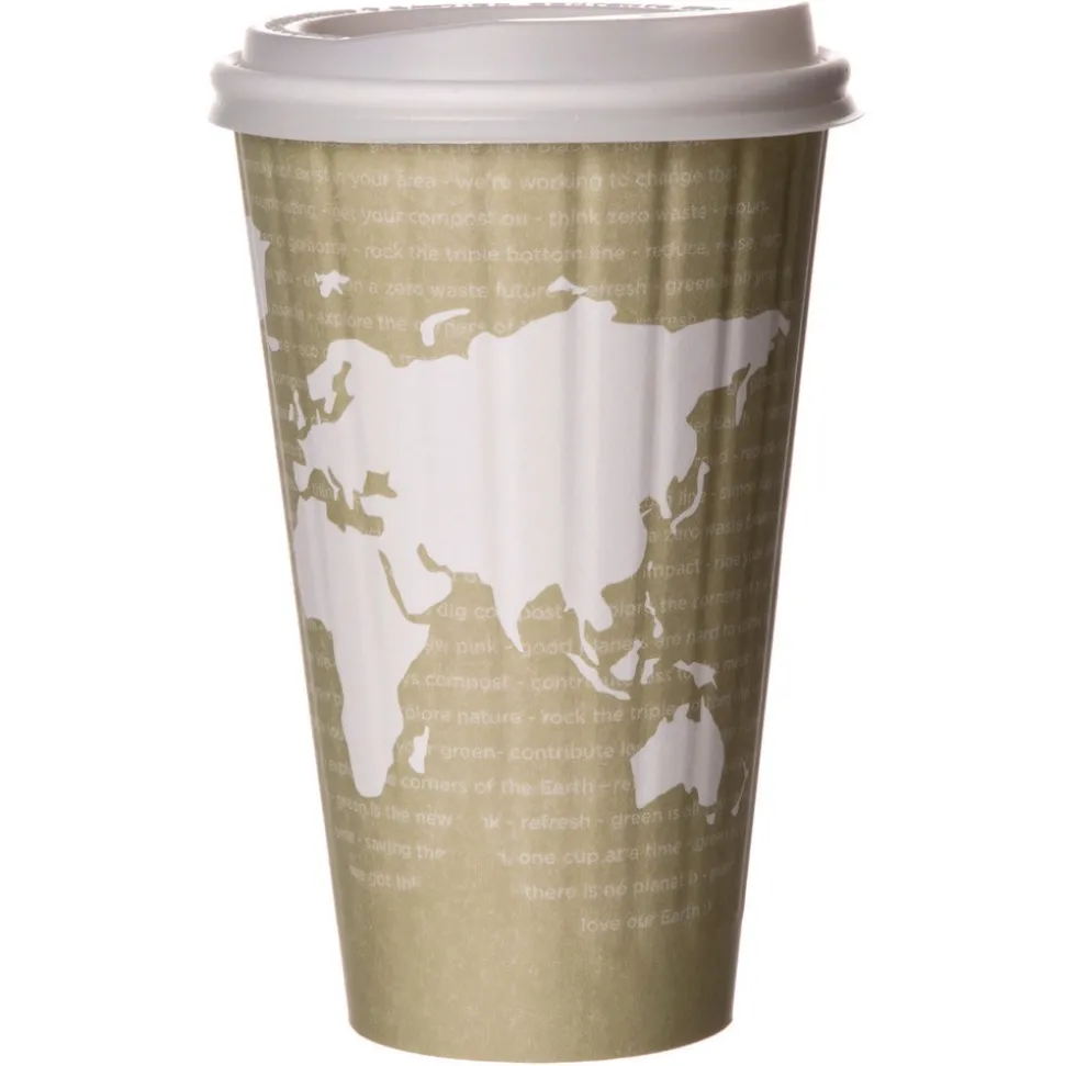 Eco-Products 16 oz. World Art Renewable and Compostable Insulated PLA Hot Cups (600/Carton)