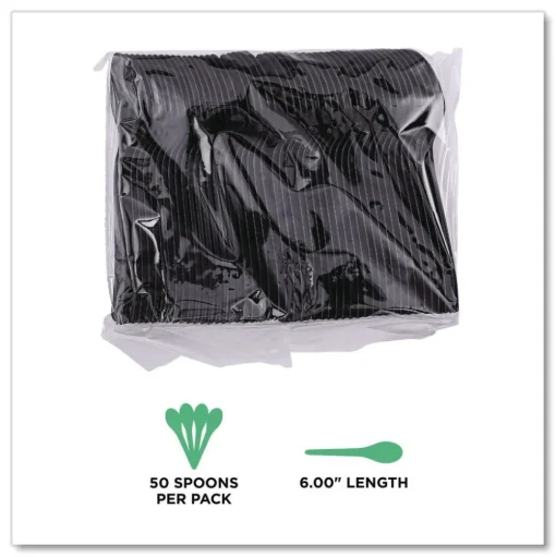 Eco-Products EP-S113 6 in. 100 Percent Recycled Content Spoon - Black (1000/Carton)