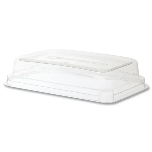 Eco-Products EP-SCRC16LID WorldView 7.5 in. x 5 in. x 1.6 in. Plastic 100 Percent Recycled Content Lid - Clear (400/Carton)