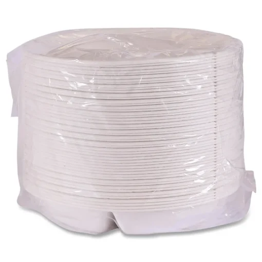 Eco-Products EP-SCR93NFA Vanguard 28 oz. 3-Compartment Bowl Renewable and Compostable Sugarcane Containers - White (400/Carton)