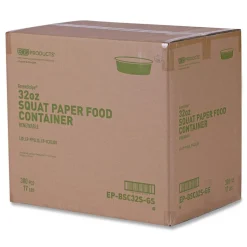 Eco-Products GreenStripe 7.28 in. Diameter x 2.48 in. 32 oz. Paper Food Containers - White (300/Carton)