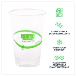 Eco-Products GreenStripe 10 oz. Plastic Cold Cups - Clear (1000/Carton)