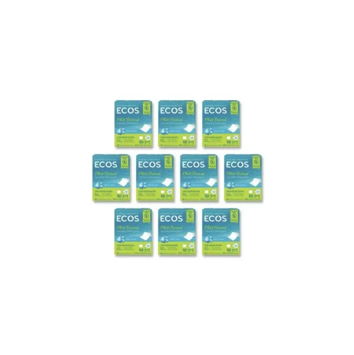 ECOS 953710CT Liquidless Laundry Detergent Sheets - Free and Clear (10/Carton)