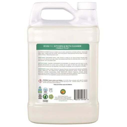 ECOS PRO 1 Gallon Parsley Plus All-Purpose Kitchen and Bathroom Cleaner Bottle - Herbal Scent (4/Carton)