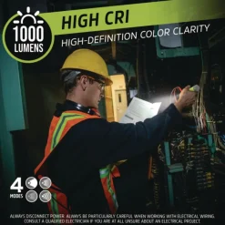 Energizer Rechargeable Lithium-Ion Pro Series Handheld High CRI Flashlight with 6 AAA Batteries - Gray/Green