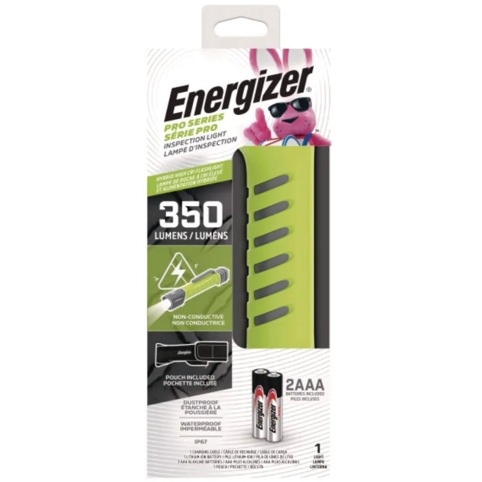 Energizer Rechargeable Lithium-Ion Pro Series Inspection Light with 2 AAA Batteries - Gray/Green