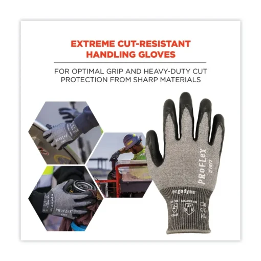 Ergodyne ProFlex 7072 ANSI A7 Nitrile-Coated CR Gloves, Gray, X-Large, 12/Pairs/Pack