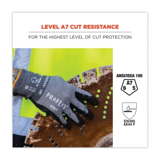 Ergodyne ProFlex 7072 ANSI A7 Nitrile-Coated CR Gloves, Gray, X-Large, 12/Pairs/Pack