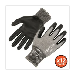 Ergodyne ProFlex 7072 ANSI A7 Nitrile-Coated CR Gloves, Gray, Medium, 12 Pairs/Pack