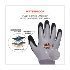 Ergodyne ProFlex 7501 Coated Waterproof Winter Gloves - Large Gray (1-Pair)