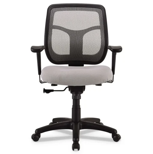 Eurotech 18.1 in. to 21.7 in. Seat Height Apollo Mid-Back Mesh Chair - Silver Seat, Silver Back, Black Base
