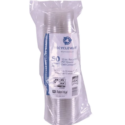 Fabri-Kal 000000000009501032 4.6 in. Diameter x 2.3 in. 12 oz. Recycleware Round Plastic Deli Container - Clear (500/Carton)