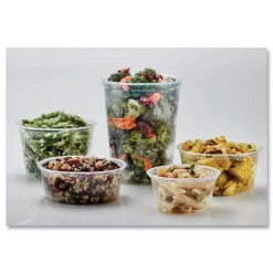 Fabri-Kal 000000000009505103 4.6 in. x 4.1 in. 24 oz. Microwavable Plastic Deli Containers - Clear (500/Carton)