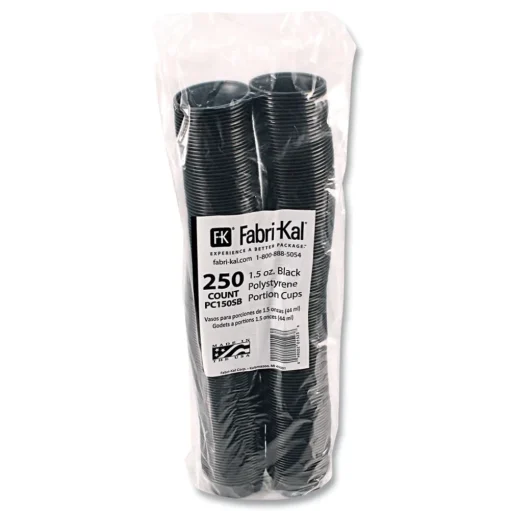 Fabri-Kal 1.5 oz Squat Plastic Portion Cups - Black (250/Sleeve, 10 Sleeves/Carton)