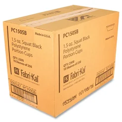Fabri-Kal 1.5 oz Squat Plastic Portion Cups - Black (250/Sleeve, 10 Sleeves/Carton)