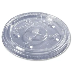Fabri-Kal Greenware X-Slot Sugarcane Cold Drink Lids, Fits 16 oz/18 oz/24 oz Cold Cups - Clear (1000/Carton)