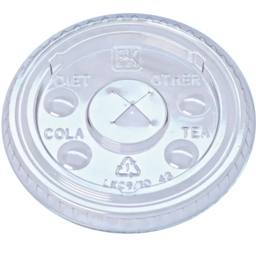 Fabri-Kal Kal-Clear/Nexclear X-Style Straw Slot/Flavor Buttons Plastic Drink Cup Lids Fits 9 oz. to 10 oz. Cold Cups - Clear (2500/Carton)