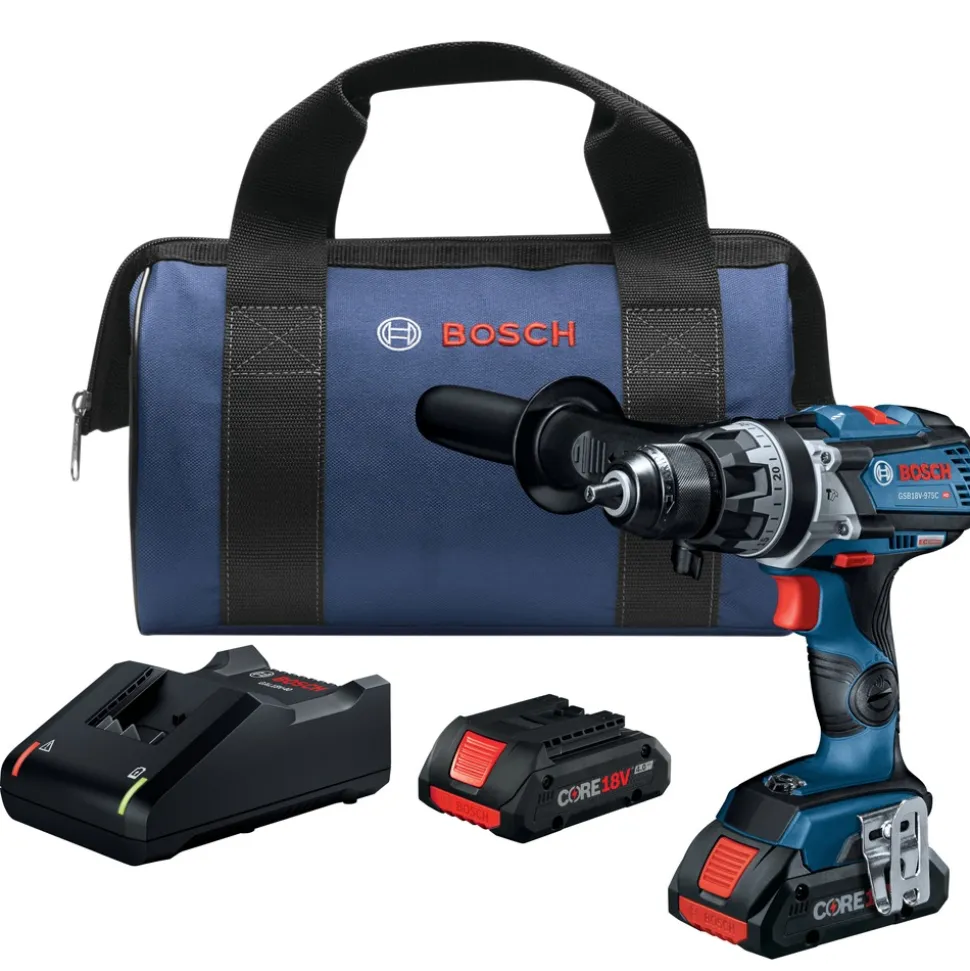 Factory Reconditioned Bosch 18V Brushless Lithium-Ion 1/2 in. Cordless Connected-Ready Hammer Drill Driver Kit with 2 Batteries (4 Ah)