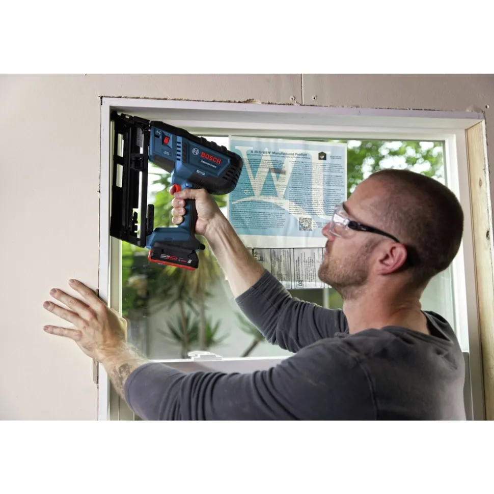 Factory Reconditioned Bosch 18V Lithium-Ion Brushless 16-Gauge Cordless Angled Finish Nailer Kit (2 Ah)