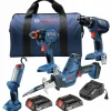 Factory Reconditioned Bosch 18V Lithium-Ion Cordless 4-Tool Combo Kit (2 Ah)