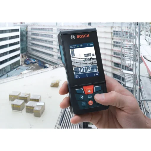 Factory Reconditioned Bosch 400 ft Cordless Bluetooth Laser Measure with Camera Viewfinder and AA Batteries Kit