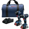 Factory Reconditioned Bosch 18V Compact Tough Connected-Ready EC Brushless Lithium-Ion 1/2 in. Cordless Drill Driver / 1/4 in. Hex Impact Driver Combo Kit with 2 Batteries (4 Ah)