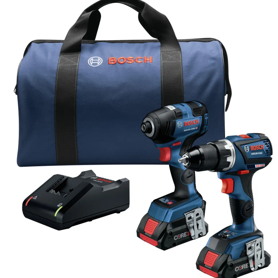Factory Reconditioned Bosch 18V Compact Tough Connected-Ready EC Brushless Lithium-Ion 1/2 in. Cordless Drill Driver / 1/4 in. Hex Impact Driver Combo Kit with 2 Batteries (4 Ah)