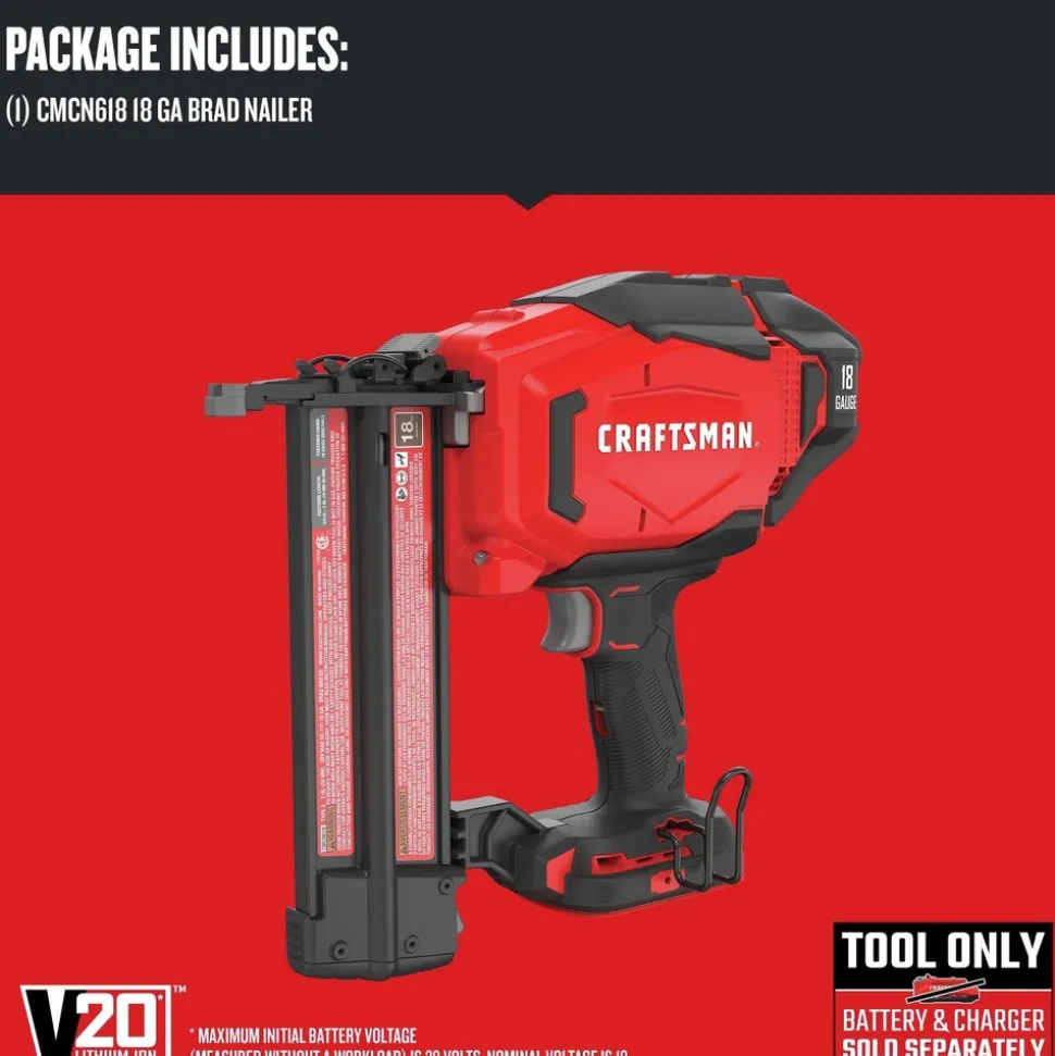 Factory Reconditioned Craftsman V20 Lithium-Ion 18-Gauge Cordless Brad Nailer (Tool Only)