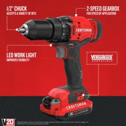 Factory Reconditioned Craftsman 20V Variable Speed Lithium-Ion 1/2 in. Cordless Drill Driver Kit (1.3 Ah)