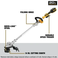 Factory Reconditioned Dewalt 20V MAX Lithium-Ion Cordless 14 in. Folding String Trimmer Kit (5 Ah)